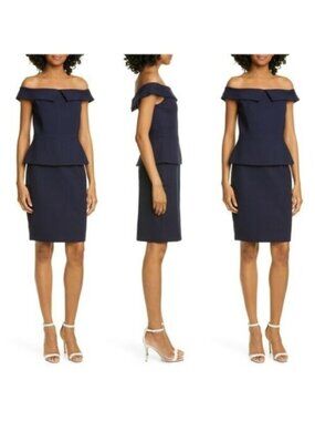 🆕TED BAKER Bardot Off Shoulder Peplum Dress 10